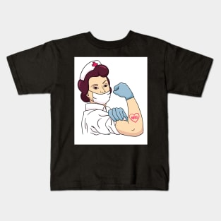 Fierce Nurse Girl Power Strong Woman Social Distancing FaceMask Kids T-Shirt